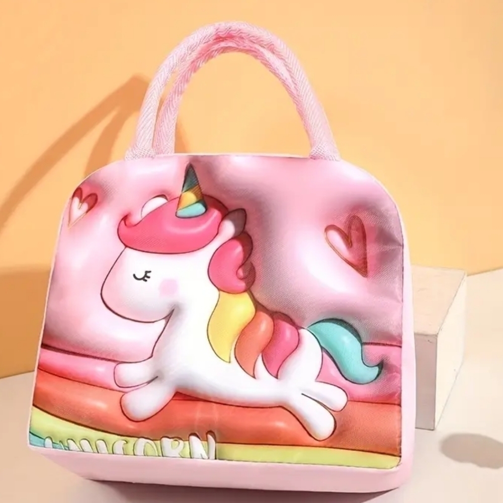 New kids Pink Unicorn cartoon insulated Lunch Bag